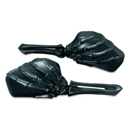 Kuryakyn Skeleton Hand Mirrors All Black Motorcycle Rear View